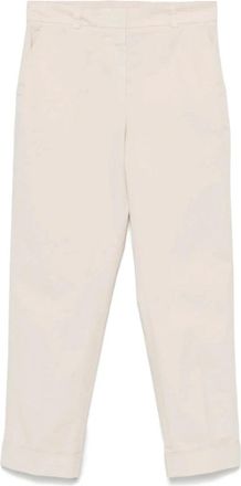 PESERICO Taps toelopende broek met haaksluiting - Heren - Straight fit broeken - Beige - M - Katoen - Broeken