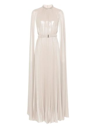 Nissa cape-design maxi dress - women - Viscose/Polyester - 36 - Neutrals