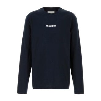 Jil Sander Long Sleeve Tops, male, Blue, Size: XL Long Sleeve Cotton T-Shirt