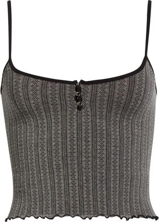 Free People Snap Into It Crop Pajama Henley Tank in Black at Nordstrom, Size Medium