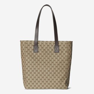 Gucci Mens Gg Fabric Shopping Bag Brown Polyester Shoulder
