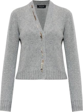 Fabiana Filippi crystal-embellished cardigan - women - Virgin Wool - 40 - Grey
