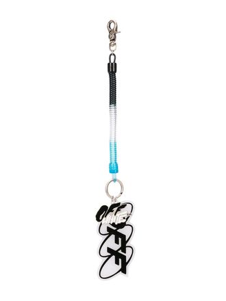 Off-white OFF world keychain - men - Polyamide/Polyester - One Size - Blue