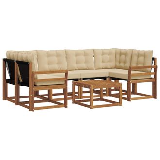 vidaXL Conjunto De Sof&aacute;s De Exterior Con Coj&iacute;n 7 Pcs Natural Y Beige Vidaxl
