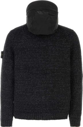 Stone Island Mens Melange Black Cotton Blend Reversible Jacket Maglie Sweater