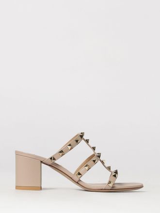 Valentino Garavani Rockstud Leather Mule Sandals with Studs and Mid Heel