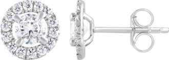 Grown Brilliance 1.00 Carat 14K White Gold Round Cut Lab Grown Diamond Halo Stud Push Back Earrings for Women-Color/Clarity-J-kI2