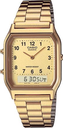 Casio Unisex Gold-Tone Analog-Digital Stainless Steel Bracelet Watch - Casio AQ-230GA-9B