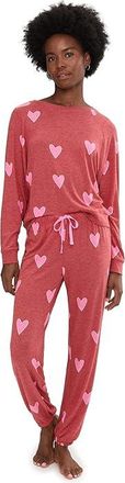 Honeydew Intimates Star Seeker Brushed Jersey Lounge Set Womens Pajama Sets Cherry Hearts : XS, Spandex/Rayon/Polyester