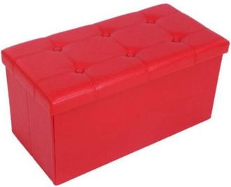 Trade Shop Trade Shop - Pouf Scatola Contenitore Rettangolare Similpelle Cassapanca Poggiapiedi Colore - Rojo