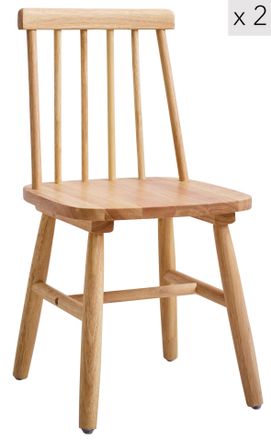 Nordlys Set of 2 Solid Wood Childrens Chairs in Brown