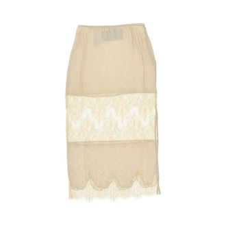 Pinko Pinko - Jacquard en kanten midirok - Dames - Rokken - Beige - Maat: M