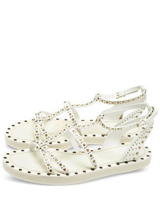 Burberry Hansel leather studded flat sandals - women - Calf Leather/Calf Leather/Rubber - 39.5 - White