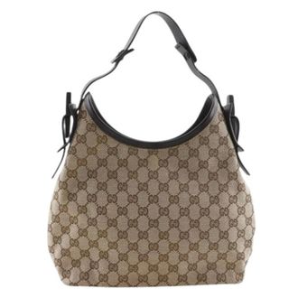 Gucci Pre-owned Shoulder Bags, female, Brown, Size: ONE SIZE Pre-owned Vintage GG Canvas Shoulder Bag