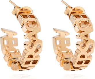 Versace Accessoires, unisex, Geel, ONE Size, Messing Oorbellen met Logo