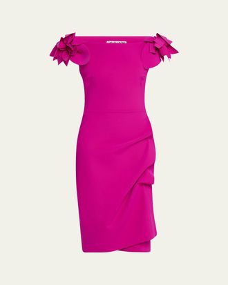 La Petite Robe Di Chiara Boni Gosiana Off-Shoulder Ruffle Midi Sheath Dress