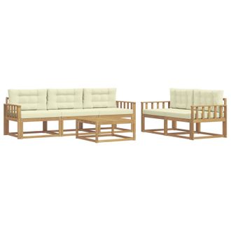 vidaXL Conjunto De Sof&aacute;s De Exterior Con Coj&iacute;n 6 Pcs Blanco Y Crema Vidaxl