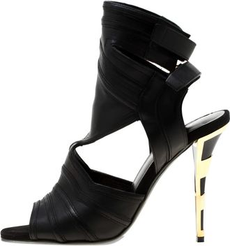 Balmain Sandali in pelle con dettaglio cut-out 105mm - Nero