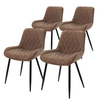 ML Design Ml-design - Set 4x Sillas De Comedor Marr&oacute;n Moderno 81 Cm Asiento Tapizado De Imitaci&oacute;n Cuero Transpirable Y Suave Con Patas De Metal Sill&oacute;n Con Respa
