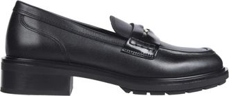 Tommy Hilfiger Logo Leren Penny Loafer - Dames - Loafers - Zwart - 41 EU - Leer - Schoenen