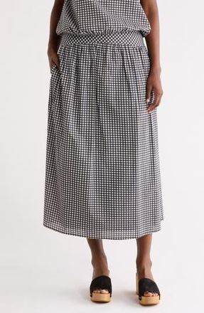 Daniel Rainn Gingham Cotton Midi Skirt in Black at Nordstrom Rack, Size X-Large