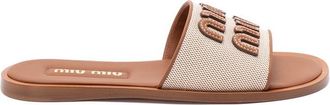 Miu Miu Canvas And Leather Slides