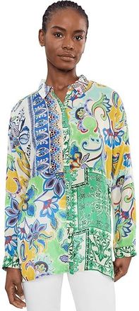 Johnny Was The Audrey Tunic - Armeria Patchwork Womens Clothing Armeria Mix : 2XL, Silk