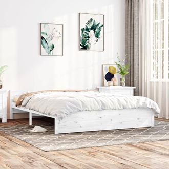 Berkfield Home Bed Frame White Solid Wood 180x200 cm Super King Size