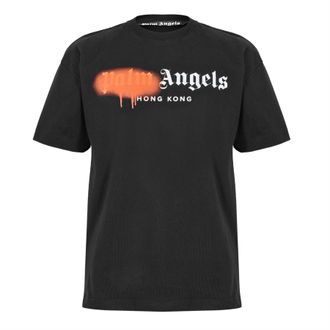 Palm Angels Mens Las Vegas Tee in Black Orange - Size X-Small