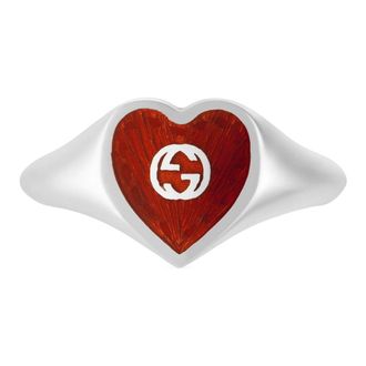 Gucci Interlocking G Heart Ring - female - Gucci - Rings - Red - ONE SIZE - Accessories