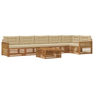 vidaXL Conjunto De Sof&aacute;s De Exterior Con Coj&iacute;n 7 Pcs Natural Y Beige Vidaxl