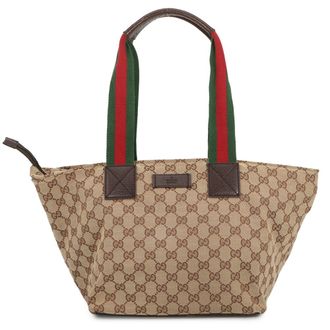Gucci Beige Gg Canvas Handbag Tote Bag (Pre-Owned)