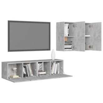 Berkfield Home Practical 4 Piece TV Cabinet Set Concrete Grey Engineered Wood