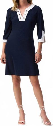 Joseph Ribkoff Colour Block Knee Length Dress In Midnight Blue