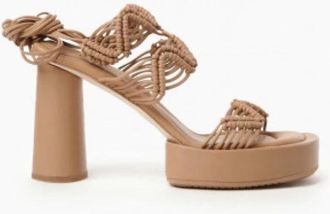 Paloma Barcel&oacute; Hoge hiel sandalen - Dames - Sandalen met hakken - Beige - 39 EU - Leer - Schoenen