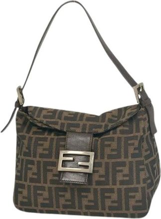 Fendi Pre-owned Zucca Schoudertas - Dames - Vintage Schoudertas - Bruin - ONE Size - Leer - Vintage