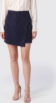 Pinko Slim Fit Pencil Miniskirt with Rhinestones and Offset Closure