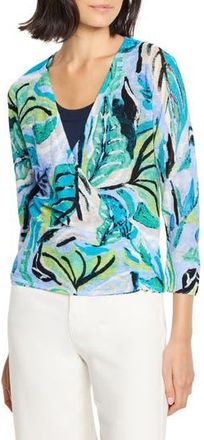 Nic+Zoe Island Beat 4-Way Linen Blend Cardigan in Blue Multi at Nordstrom Rack, Size Medium P