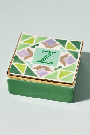 Anthropologie Quilted Monogram Trinket Box