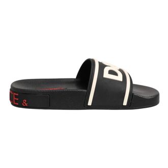 Dolce & Gabbana Rubber Strand Slides - Dames - Sandalen - Zwart - 35 EU - Schoenen