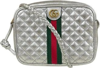 Gucci Pre-owned Cross Body Bags, female, Gray, Size: ONE SIZE Pre-owned Leather Cross Body Bag
