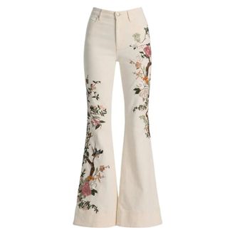 Alice & Olivia Alice + Olivia, Flared Jeans, female, White, Size: W26 Beautiful Embroidered Jean