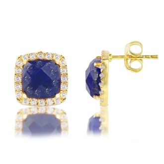 MAX + STONE 18k Gold Over Sterling Silver 4 Ct. Cushion Cut Gemstone Earrings