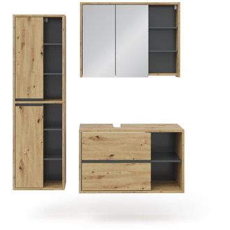 Vicco Conjunto de muebles de baño Viola, Roble artesanal, 3 piezas