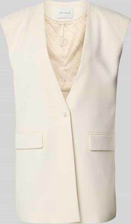 Copenhagen Muse Weste mit V-Ausschnitt und Pattentaschen in Offwhite, Gr&ouml;&szlig;e XL