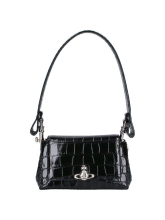 Vivienne Westwood Black Hazel Crocodile Print Leather Mini Shoulder Bag