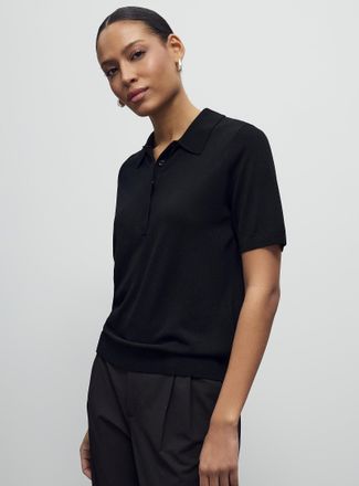 Contemporaine Womens Plain ultra-fine knit Polo Shirt sweater