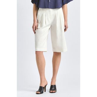 Derek Lam Celina Pleated Bermuda Shorts in Soft White at Nordstrom, Size 00