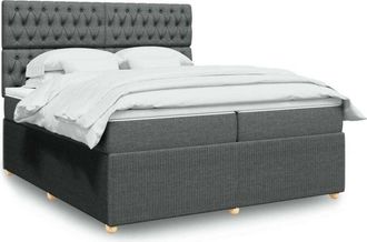 vidaXL Cama Box Spring Con Colch&oacute;n Tela Gris Oscuro 200x200 Cm Vidaxl