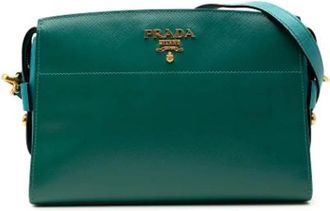 Prada Pre-owned Saffiano Leren Crossbody - Dames - Vintage Schoudertas - Groen - ONE Size - Leer - Vintage